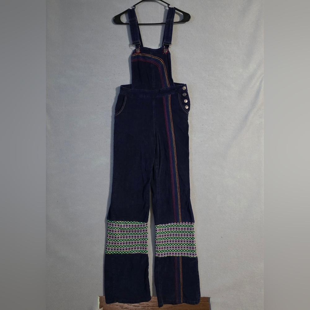 Modcloth Womens Rainbow With Me Corduroy Denim Overalls Size 8